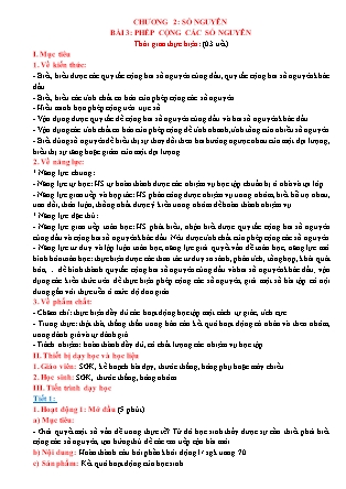 Giáo án Toán Lớp 6 - Bài 3: Phép cộng các số nguyên