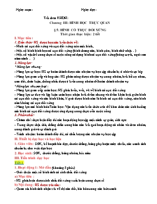 Giáo án Toán Lớp 6 - Bài 5: Hình có trục đối xứng