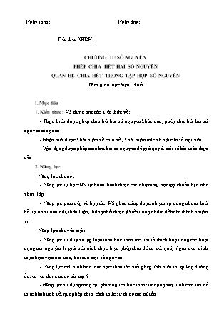 Giáo án Toán Lớp 6 - Bài 6: Phép chia hết hai số nguyên. Quan hệ chia hết trong tập hợp số nguyên