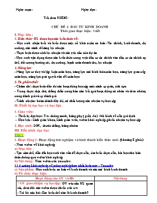 Giáo án Toán Lớp 6 - Chủ đề 1: Đầu tư kinh doanh