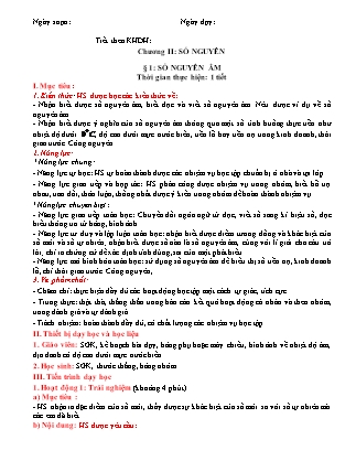 Giáo án Toán Lớp 6 - Chương II - Bài 1: Số nguyên âm
