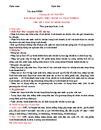 Giáo án Toán Lớp 6 - Chương II - Chủ đề 1: Đầu tư kinh doanh