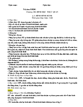 Giáo án Toán Lớp 6 - Chương III - Bài 3: Hình bình hành Giáo án Toán Lớp 6 - Chương III - Bài 3: Hình bình hành