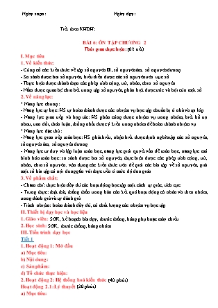 Giáo án Toán Lớp 6 (Sách Chân trời sáng tạo) - Bài 6: Ôn tập Chương 2 Giáo án Toán Lớp 6 (Sách Chân trời sáng tạo) - Bài 6: Ôn tập Chương 2