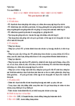 Giáo án Toán Lớp 6 (Sách Chân trời sáng tạo) - Chương 1 - Bài 3: Các phép tính trong thực hiện số tự nhiên