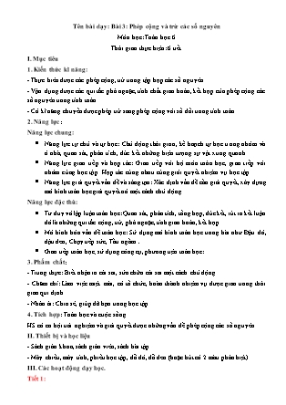 Giáo án Toán Lớp 6 (Sách Chân trời sáng tạo) - Chương 2 - Bài 3: Phép cộng và trừ các số nguyên Giáo án Toán Lớp 6 (Sách Chân trời sáng tạo) - Chương 2 - Bài 3: Phép cộng và trừ các số nguyên