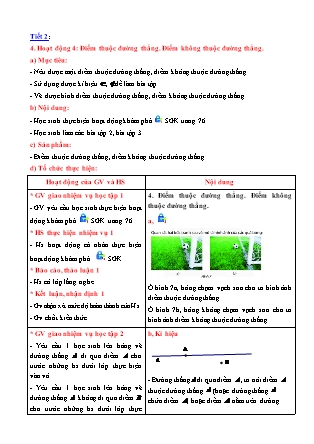 Giáo án Toán Lớp 6 (Sách Chân trời sáng tạo) - Chương 8 - Bài 1: Điểm. Đường thẳng (Tiết 2)