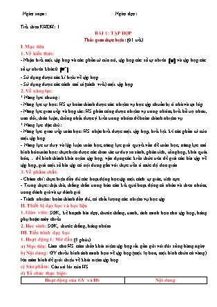 Giáo án Toán Lớp 6 (Sách Kết nối tri thức với cuộc sống) - Chương 1 - Bài 1: Tập hợp