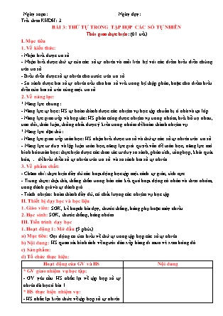 Giáo án Toán Lớp 6 (Sách Kết nối tri thức với cuộc sống) - Chương 1 - Bài 3: Thứ tự trong tập hợp các số tự nhiên