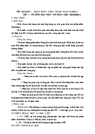 Giáo án Toán Lớp 6 (Sách Kết nối tri thức với cuộc sống) - Tiết 1: Vẽ hình đơn giản với phần mềm Geogebra