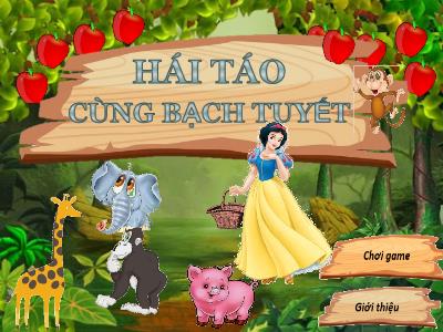 Mẫu PowerPoint trò chơi trắc nghiệm Hái táo cùng Bạch Tuyết