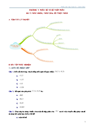 Phiếu bài tập Toán Khối 6 (Sách Cánh Diều) - Bài 7: Phép nhân, phép chia số thập phân Phiếu bài tập Toán Khối 6 (Sách Cánh Diều) - Bài 7: Phép nhân, phép chia số thập phân