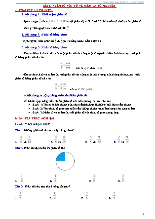Phiếu bài tập Toán Lớp 6 (Sách Cánh Diều) - Bài 1: Phân số với tử và mẫu là số nguyên Phiếu bài tập Toán Lớp 6 (Sách Cánh Diều) - Bài 1: Phân số với tử và mẫu là số nguyên