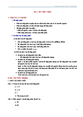 Phiếu bài tập Toán Lớp 6 (Sách Cánh Diều) - Bài 1: Số thập phân Phiếu bài tập Toán Lớp 6 (Sách Cánh Diều) - Bài 1: Số thập phân