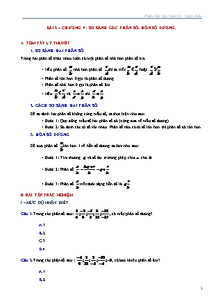 Phiếu bài tập Toán Lớp 6 (Sách Cánh Diều) - Bài 2: So sánh các phân số. Hỗn số dương Phiếu bài tập Toán Lớp 6 (Sách Cánh Diều) - Bài 2: So sánh các phân số. Hỗn số dương