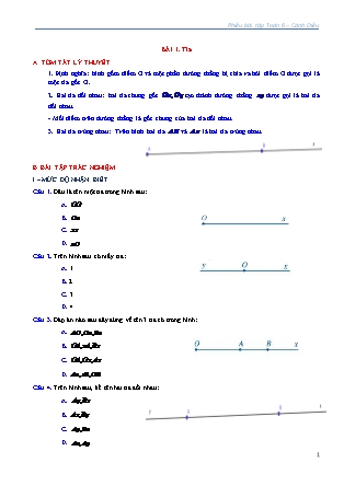 Phiếu bài tập Toán Lớp 6 (Sách Cánh Diều) - Bài 4: Tia Phiếu bài tập Toán Lớp 6 (Sách Cánh Diều) - Bài 4: Tia