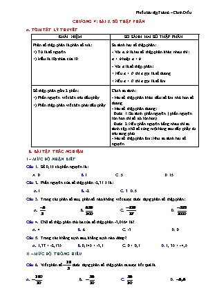 Phiếu bài tập Toán Lớp 6 (Sách Cánh Diều) - Bài 5: Số thập phân Phiếu bài tập Toán Lớp 6 (Sách Cánh Diều) - Bài 5: Số thập phân