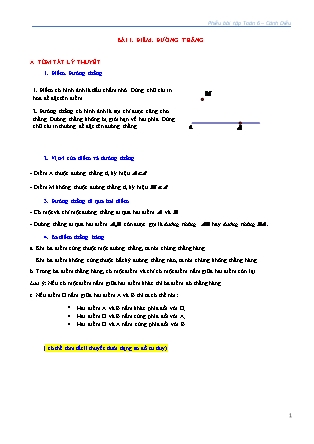 Phiếu bài tập Toán Lớp 6 (Sách Cánh Diều) - Chương VI - Bài 1: Điểm. Đường thẳng Phiếu bài tập Toán Lớp 6 (Sách Cánh Diều) - Chương VI - Bài 1: Điểm. Đường thẳng