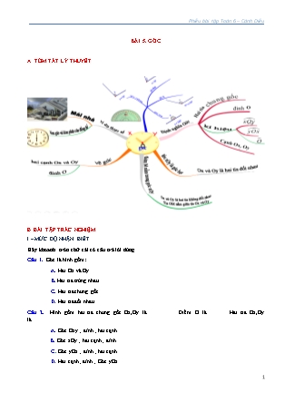 Phiếu bài tập Toán Lớp 6 (Sách Cánh Diều) - Chương VI - Bài 5: Góc Phiếu bài tập Toán Lớp 6 (Sách Cánh Diều) - Chương VI - Bài 5: Góc