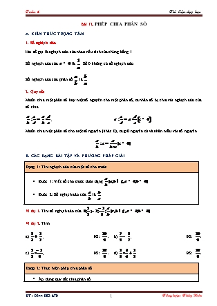 Tài liệu dạy học môn Đại số Lớp 6 - Bài 12: Phép chia phân số