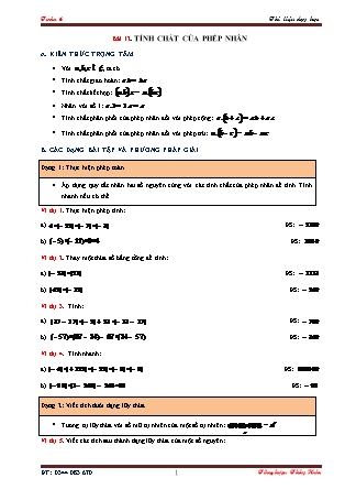 Tài liệu dạy học môn Đại số Lớp 6 - Bài 12: Tính chất của phép nhân