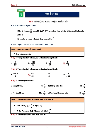 Tài liệu dạy học môn Đại số Lớp 6 - Chương 3 - Bài 1: Mở rộng khái niệm phân số