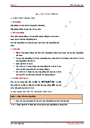 Tài liệu dạy học môn Hình học Lớp 6 - Bài 1: Nửa mặt phẳng Tài liệu dạy học môn Hình học Lớp 6 - Bài 1: Nửa mặt phẳng