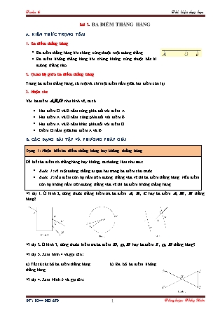 Tài liệu dạy học môn Hình học Lớp 6 - Bài 2: Ba điểm thẳng hàng Tài liệu dạy học môn Hình học Lớp 6 - Bài 2: Ba điểm thẳng hàng