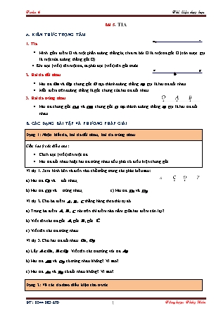 Tài liệu dạy học môn Hình học Lớp 6 - Bài 5: Tia Tài liệu dạy học môn Hình học Lớp 6 - Bài 5: Tia