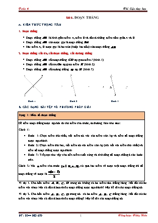 Tài liệu dạy học môn Hình học Lớp 6 - Bài 6: Đoạn thẳng Tài liệu dạy học môn Hình học Lớp 6 - Bài 6: Đoạn thẳng