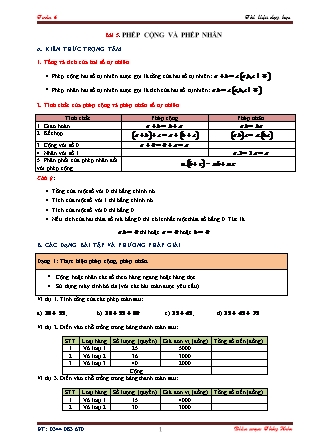 Tài liệu dạy học môn Toán Lớp 6 - Chương 1 - Bài 5: Phép cộng và phép nhân Tài liệu dạy học môn Toán Lớp 6 - Chương 1 - Bài 5: Phép cộng và phép nhân