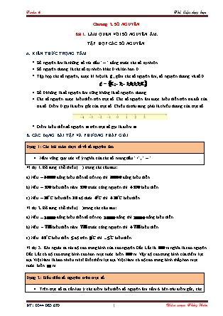 Tài liệu dạy học môn Toán Lớp 6 - Chương 2 - Bài 1: Làm quen với số nguyên âm. Tập hợp các số nguyên Tài liệu dạy học môn Toán Lớp 6 - Chương 2 - Bài 1: Làm quen với số nguyên âm. Tập hợp các số nguyên