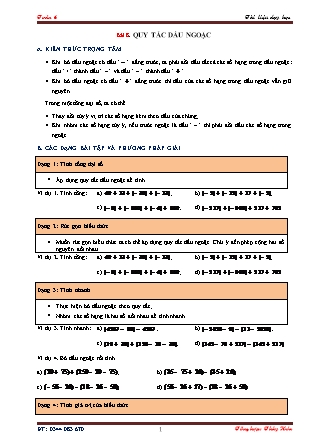 Tài liệu dạy học môn Toán Lớp 6 - Chương 2 - Bài 8: Quy tắc dấu ngoặc Tài liệu dạy học môn Toán Lớp 6 - Chương 2 - Bài 8: Quy tắc dấu ngoặc