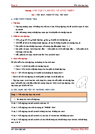 Tài liệu dạy học môn Toán Lớp 6 - Chương trình học kì I Tài liệu dạy học môn Toán Lớp 6 - Chương trình học kì I
