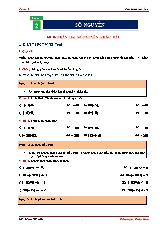 Tài liệu dạy học môn Toán Lớp 6 - Học kì II Tài liệu dạy học môn Toán Lớp 6 - Học kì II