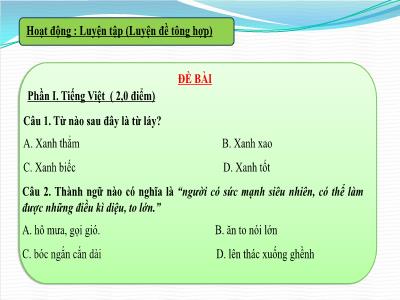 Bài giảng Ngữ văn 6 (Kết nối tri thức) - Bài: Luyện đề tổng hợp - Đồng Thị Hải Vân
