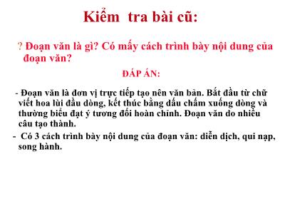 Bài giảng Ngữ văn 6 - Tiết 15: Liên kết các đoạn văn trong văn bản - Trường THCS Xương Giang (Cánh diều)