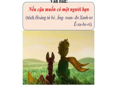 Bài giảng Ngữ văn 6 - Văn bản: Nếu cậu muốn có một người bạn (trích Hoàng tử bé, Ăng-Toan-đơ Xanh-tơ Ê-xu-be-ri) - Trường THCS Xương Giang (Cánh diều)