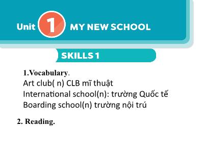 Bài giảng Tiếng Anh 6 - Unit 1: My new school - Lesson: Skills 1 - Trường THCS Xương Giang (Global Success)