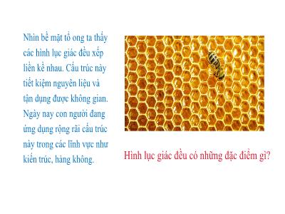 Bài giảng Toán 6 - Chương IV: Một số hình phẳng trong thực tiễn - Bài 18: Hình tam giác đều. Hình vuông. Hình lục giác đều - Tiết 3: Hình lục giác đều - Vũ Thu Hằng (Kết nối tri thức)