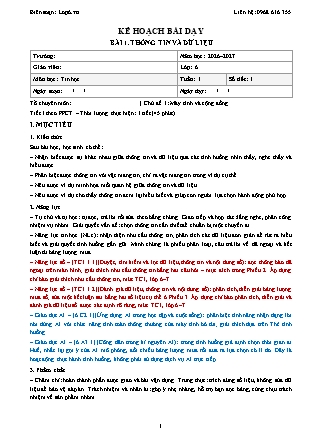 Kế hoạch bài dạy Tin Học Lớp 6 - Tuần 1 - Bài 1. Thông tin và dữ liệu - Năm học 2026-2027 (Tích hợp Năng lực số và AI)