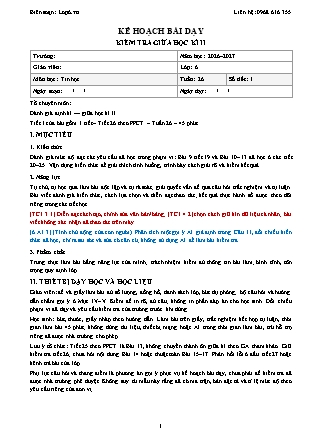 Kế hoạch bài dạy Tin Học Lớp 6 - Tuần 26 - Kiểm tra giữa học kì II - Năm học 2026-2027 (Tích hợp Năng lực số và AI)