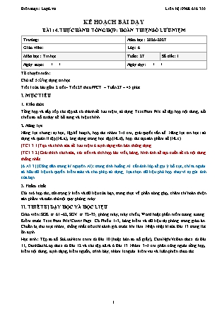 Kế hoạch bài dạy Tin Học Lớp 6 - Tuần 27+28 - Bài 14. Thực hành tổng hợp: Hoàn thiện sổ lưu niệm - Năm học 2026-2027 (Tích hợp Năng lực số và AI)