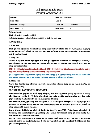 Kế hoạch bài dạy Tin Học Lớp 6 - Tuần 34 - Kiểm tra cuối học kì II - Năm học 2026-2027 (Tích hợp Năng lực số và AI)