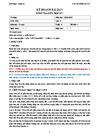 Kế hoạch bài dạy Tin Học Lớp 6 - Tuần 9 - Kiểm tra giữa học kì I - Năm học 2026-2027 (Tích hợp Năng lực số và AI)