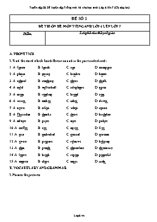 Tuyển tập 28 Đề luyện tập Tiếng Anh hè cho học sinh Lớp 6 lên 7 (Có đáp án)