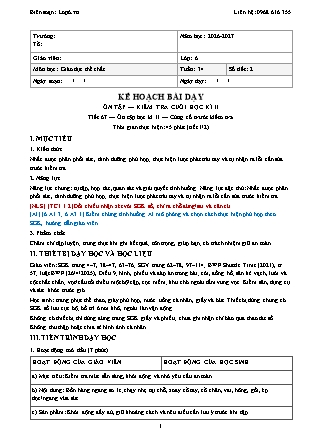 Kế hoạch bài dạy GDTC Lớp 6 - Tuần 34 - Năm học 2026-2027 (Tích hợp năng lực số và AI)