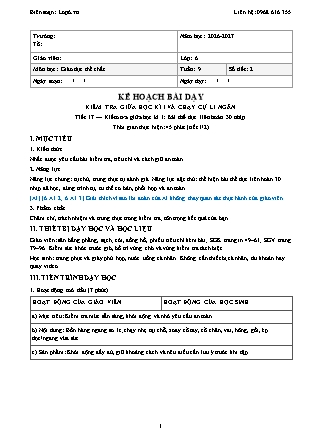 Kế hoạch bài dạy GDTC Lớp 6 - Tuần 9 - Năm học 2026-2027 (Tích hợp năng lực số và AI)