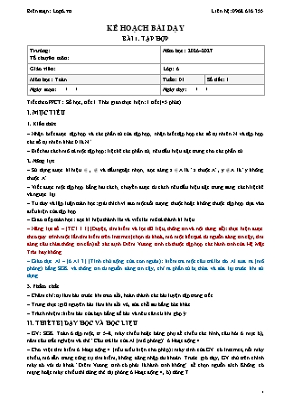 Kế hoạch bài dạy môn Toán 6 năm học 2026-2027 cả năm (Tích hợp Năng lực số và AI)