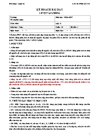 Kế hoạch bài dạy Toán Lớp 6 - Tuần 10 - Năm học 2026-2027 (Tích hợp năng lực số và AI)